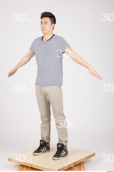 Whole Body Man Asian Casual Slim Studio photo references