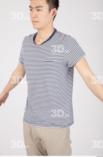 Upper Body Whole Body Man Asian Casual Shirt T shirt Slim Studio photo references