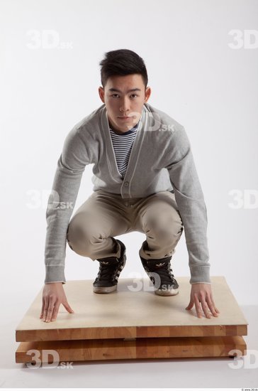 Whole Body Man Asian Casual Slim Studio photo references