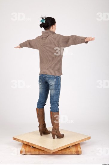 Whole Body Woman T poses Casual Slim Studio photo references