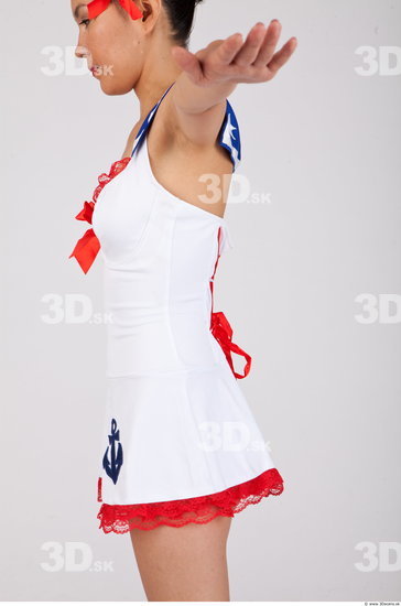 Whole Body Woman Asian Uniform Average Studio photo references