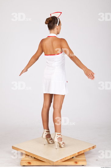 Whole Body Woman White Uniform Slim Studio photo references