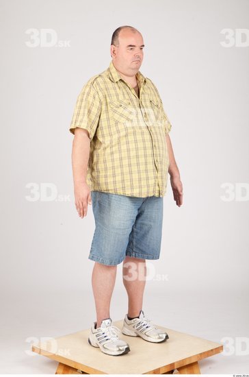 Whole Body Man Animation references Casual Overweight Bald Studio photo references