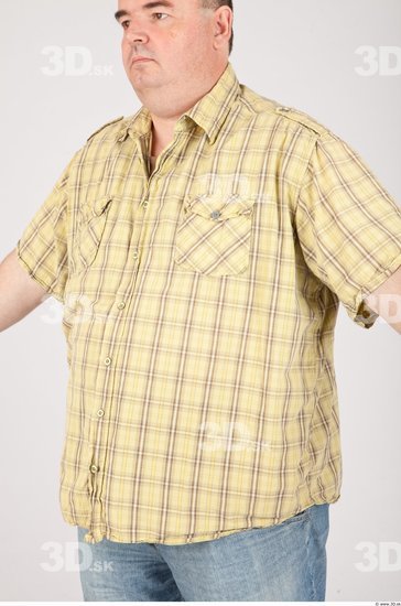 Upper Body Man Casual Shirt Overweight Studio photo references