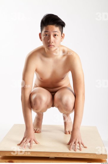 Whole Body Man Animation references Asian Nude Casual Slim Kneeling Studio photo references