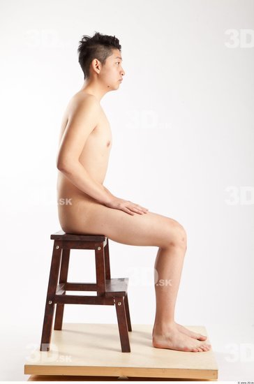 Whole Body Man Animation references Asian Nude Casual Slim Sitting Studio photo references