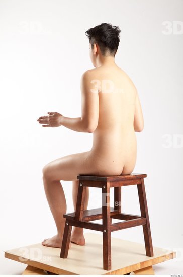 Whole Body Man Animation references Asian Nude Casual Slim Sitting Studio photo references