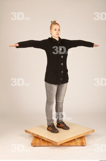 Whole Body Woman T poses Casual Slim Studio photo references