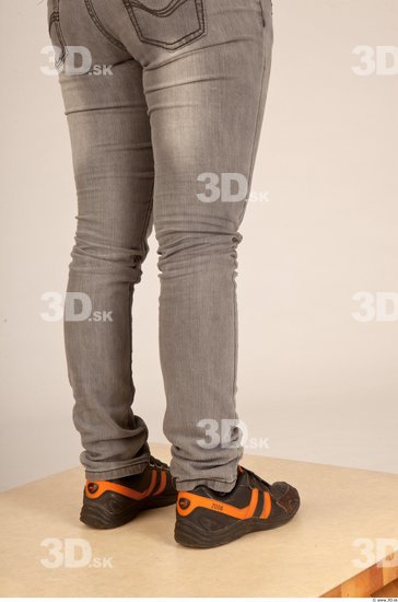 Calf Woman Casual Trousers Slim Studio photo references