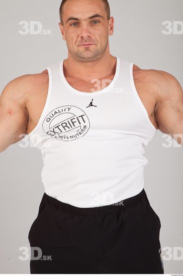 Upper Body Man White Sports Singlet Muscular