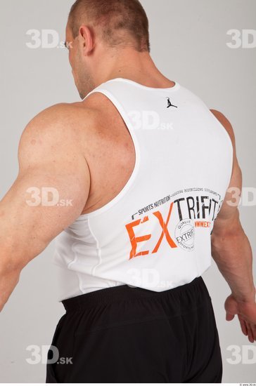 Upper Body Man White Sports Singlet Muscular