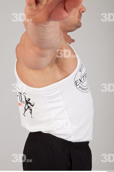 Upper Body Man White Sports Singlet Muscular