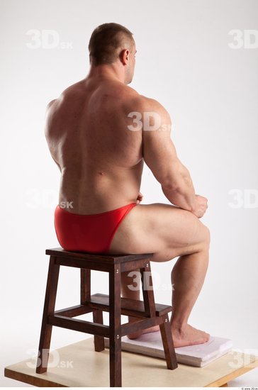 Whole Body Man Artistic poses White Sports Swimsuit Muscular