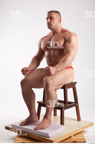 Whole Body Man Artistic poses White Sports Swimsuit Muscular