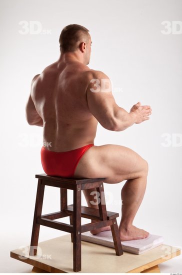 Whole Body Man Artistic poses White Sports Swimsuit Muscular