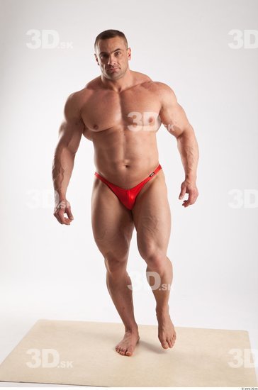 Whole Body Man Animation references White Sports Swimsuit Muscular