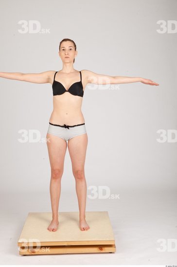 Whole Body Woman T poses Underwear Slim Studio photo references