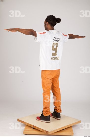 Whole Body Man T poses Black Casual Athletic Studio photo references