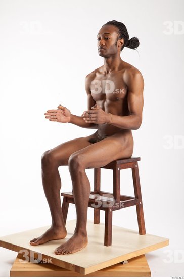 Whole Body Man Artistic poses Animation references Black Nude Casual Athletic Studio photo references