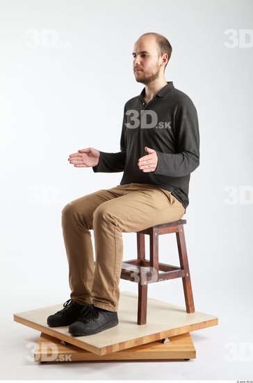 Whole Body Man Artistic poses White Casual Slim Bearded