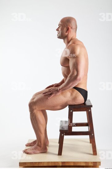 Whole Body Man Artistic poses White Sports Swimsuit Muscular