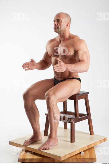 Whole Body Man Artistic poses White Sports Swimsuit Muscular