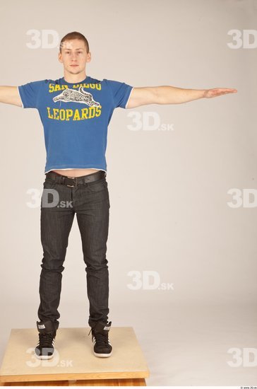 Whole Body Man T poses Casual Athletic Studio photo references