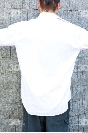 Upper Body Man White Casual Shirt Average