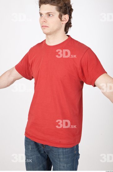 Upper Body Man Casual Shirt T shirt Studio photo references