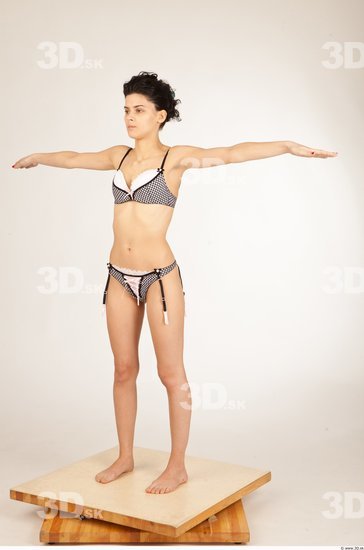Whole Body Woman T poses Casual Underwear Bra Slim Studio photo references