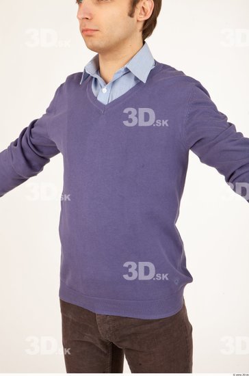 Upper Body Man Casual Sweater Slim Studio photo references