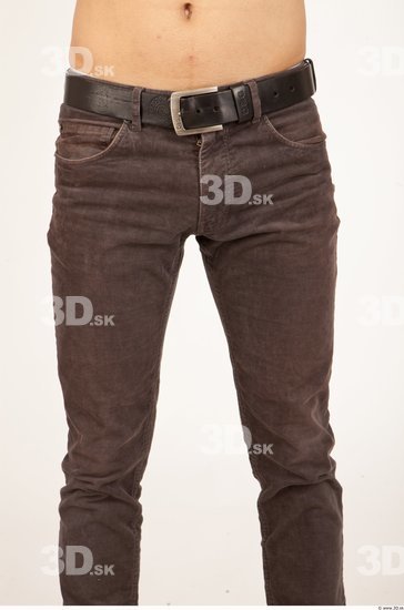 Thigh Man Casual Trousers Slim Studio photo references