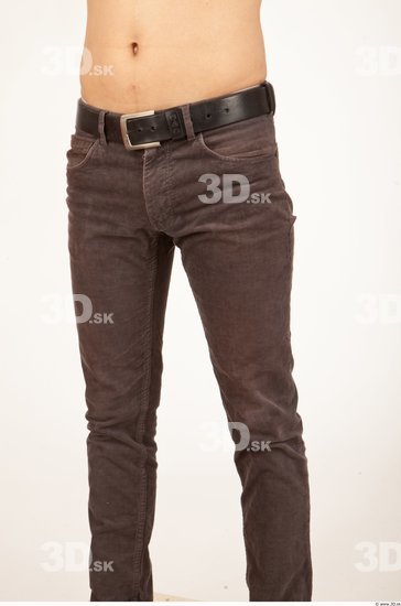 Thigh Man Casual Trousers Slim Studio photo references