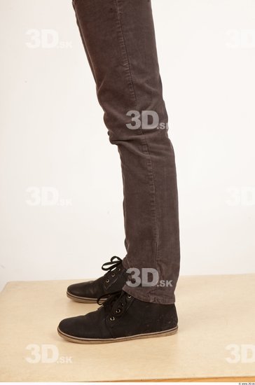 Calf Man Casual Trousers Slim Studio photo references