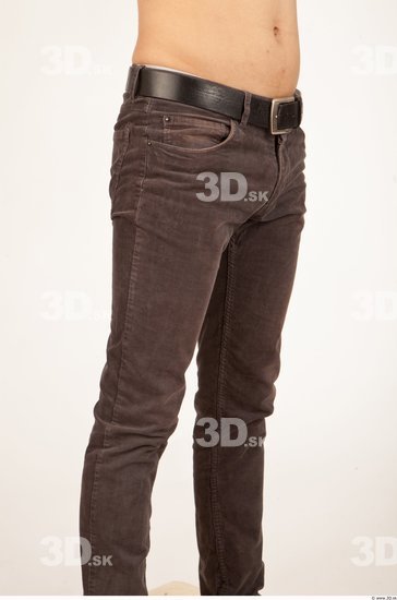 Thigh Man Casual Trousers Slim Studio photo references