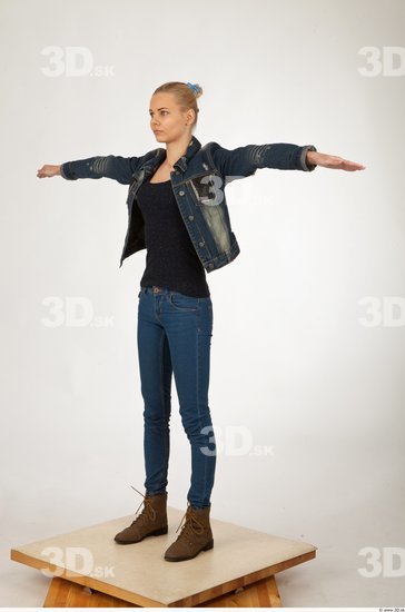 Whole Body Woman T poses Casual Slim Studio photo references