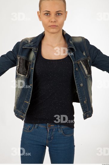 Upper Body Woman Casual Jacket Slim Studio photo references