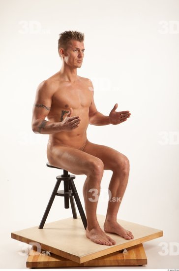 Whole Body Man Artistic poses White Nude Athletic