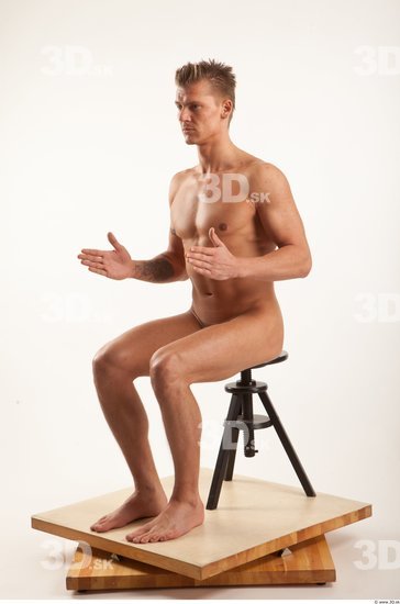 Whole Body Man Artistic poses White Nude Athletic