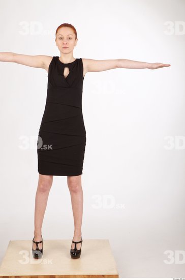 Whole Body Woman T poses Formal Dress Slim Studio photo references