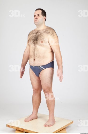 Whole Body Man White Underwear Overweight Studio photo references