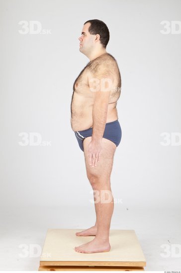 Whole Body Man White Underwear Overweight Studio photo references