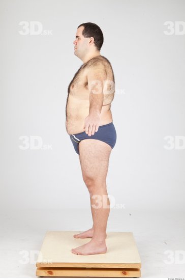 Whole Body Man White Underwear Overweight Studio photo references