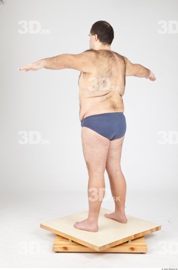 Whole Body Man White Underwear Overweight Studio photo references