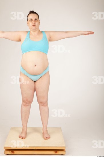 Whole Body Woman T poses Underwear Overweight Studio photo references