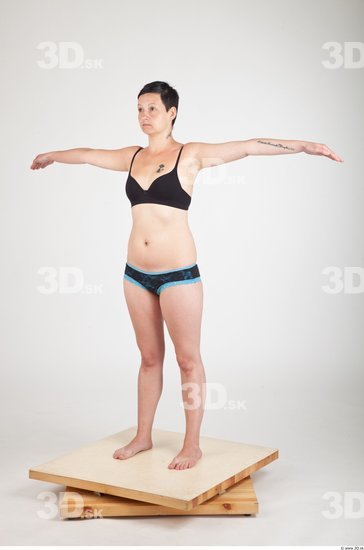 Whole Body Woman T poses Underwear Slim Studio photo references