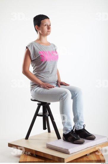 Whole Body Woman Artistic poses White Casual Slim