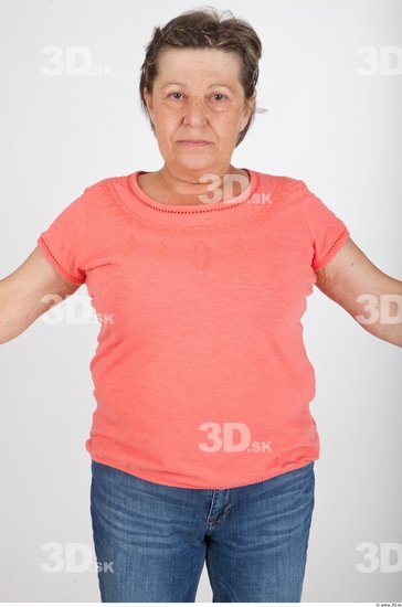 Upper Body Woman Casual Shirt T shirt Average Wrinkles Studio photo references