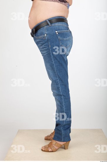 Leg Woman Casual Jeans Average Wrinkles Studio photo references