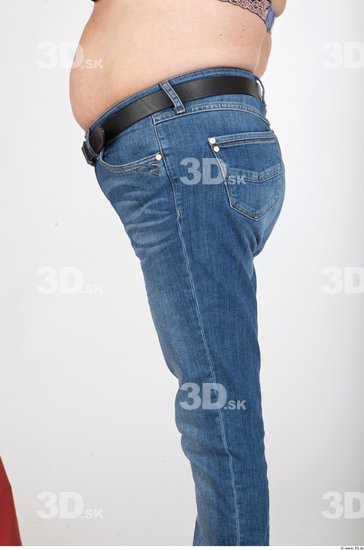 Thigh Woman Casual Jeans Average Wrinkles Studio photo references